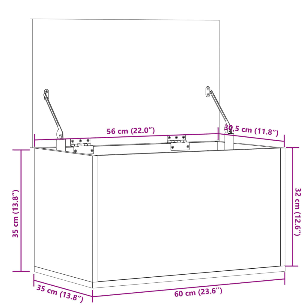 vidaXL hoiukast, suitsutatud tamm, 60 x 35 x 35 cm, tehispuit