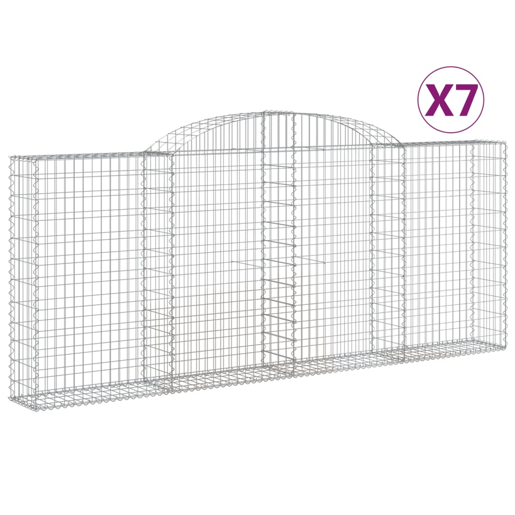 vidaXL kaarekujulised gabioonkorvid 7 tk, 300x30x120/140 cm, raud