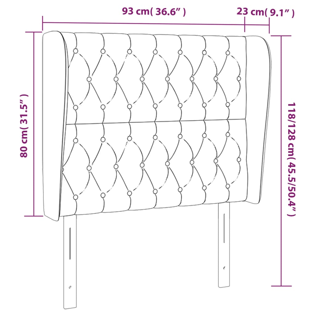 vidaXL voodipeats servadega, helehall, 93x23x118/128 cm, kangas