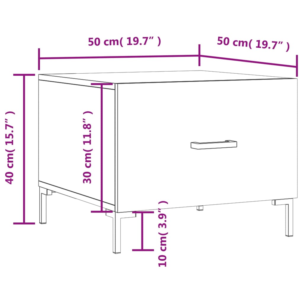 vidaXL kohvilaud, 2 tk, hall Sonoma tamm, 50 x 50 x 40 cm, tehispuit