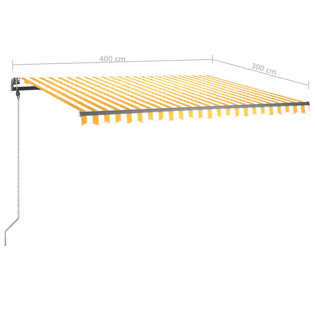 vidaXL iseseisev käsitsitõmmatav varikatus, 400 x 300 cm kollane/valge