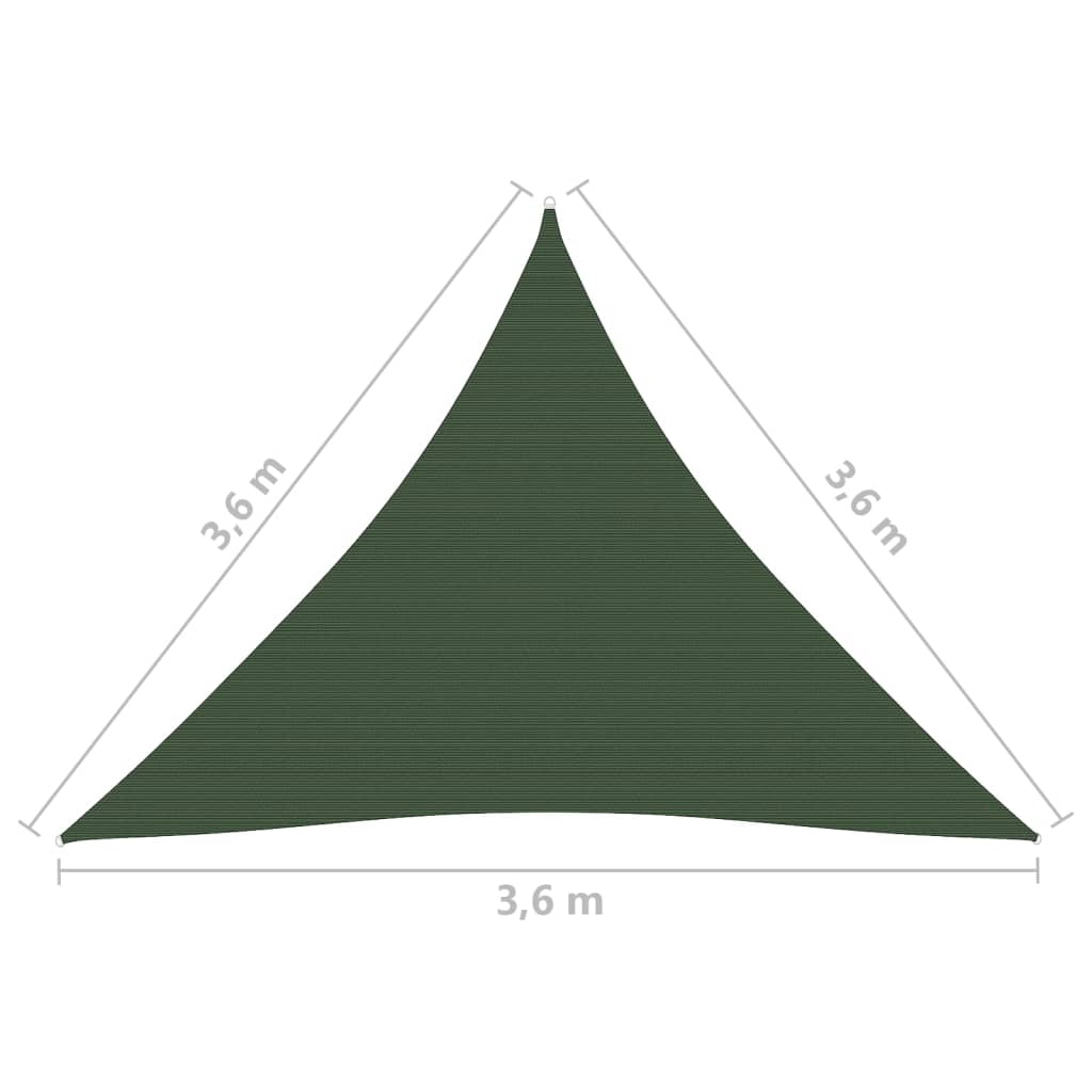 vidaXL päikesepuri, 160 g/m², tumeroheline, 3,6 x 3, 6 x 3,6 m, HDPE