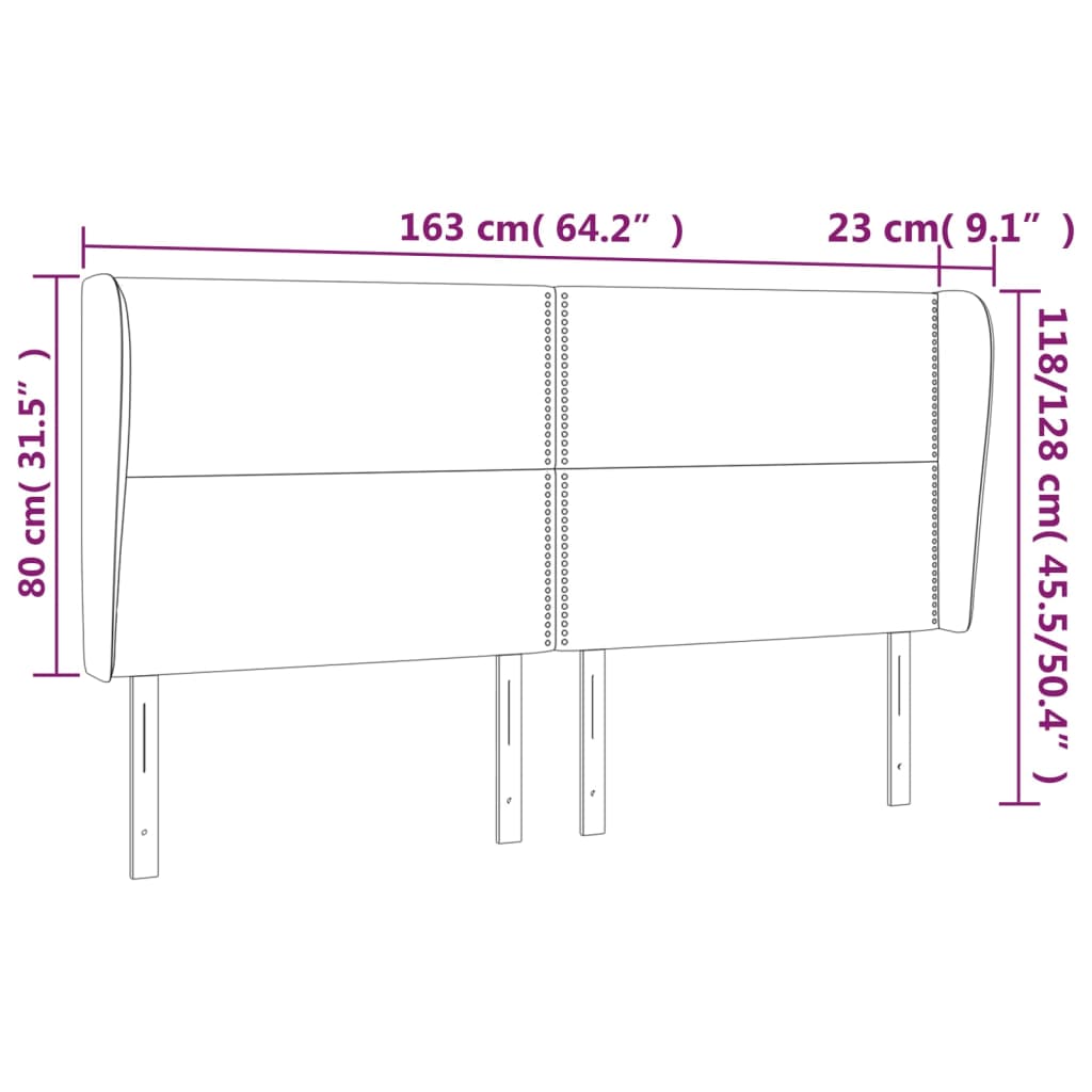 vidaXL voodipeats servadega, tumehall, 163x23x118/128 cm, kangas