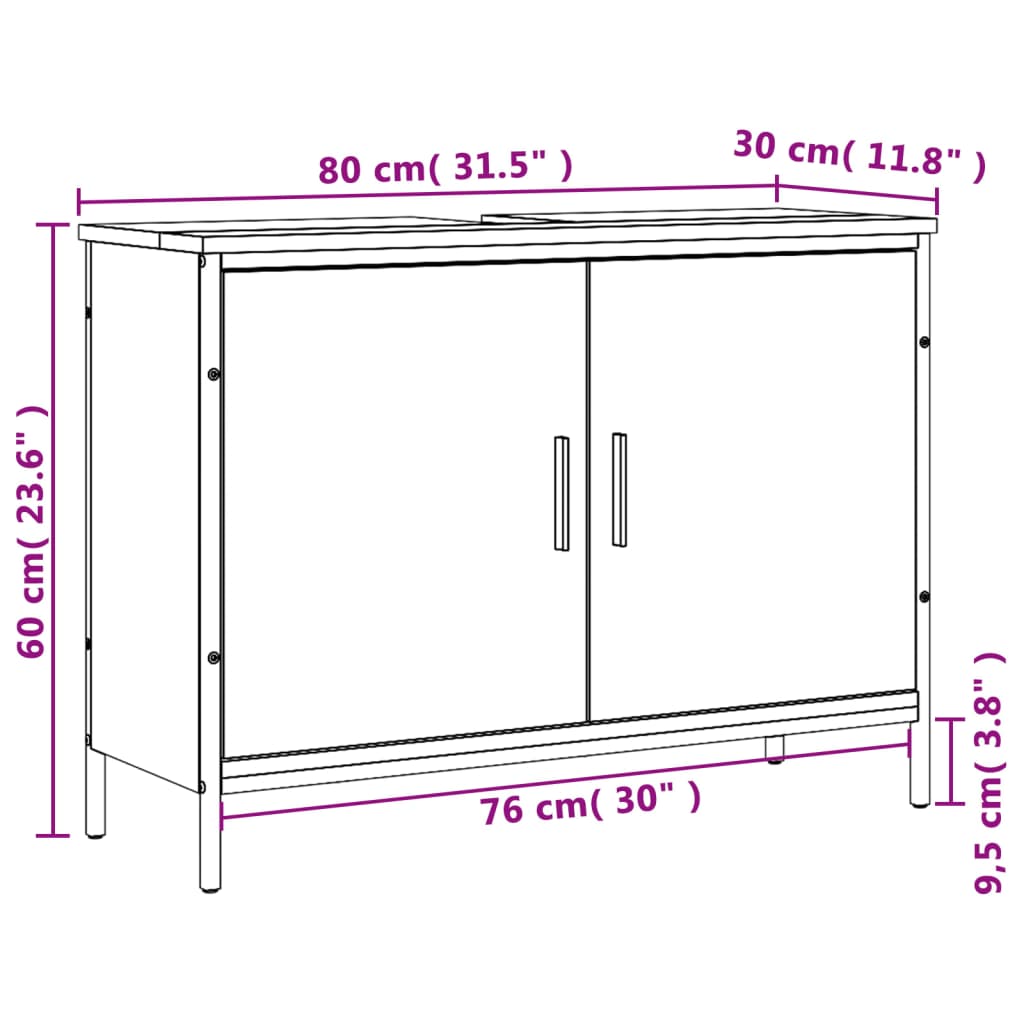 vidaXL valamukapp, hall Sonoma tamm, 80 x 30 x 60 cm, tehispuit