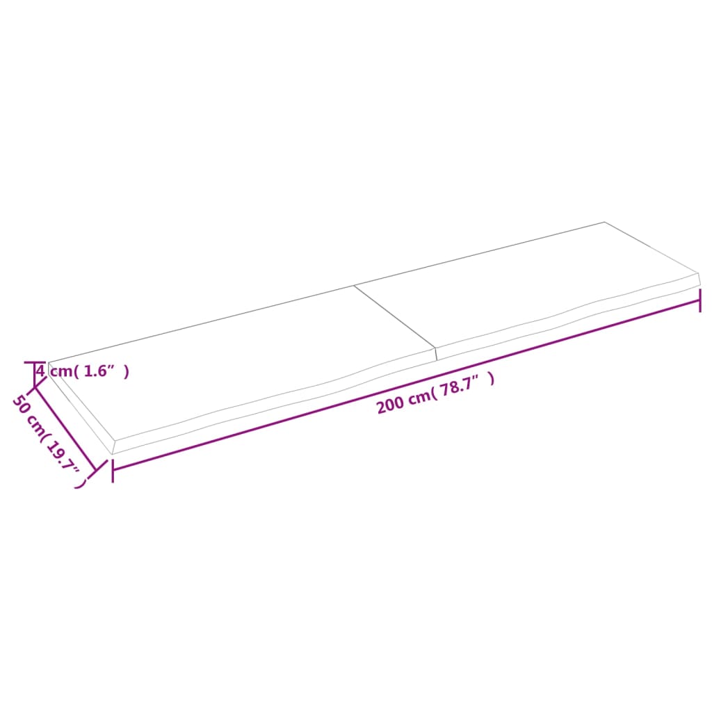 vidaXL lauaplaat, tumepruun, 200x50x(2-4) cm, töödeldud tammepuit