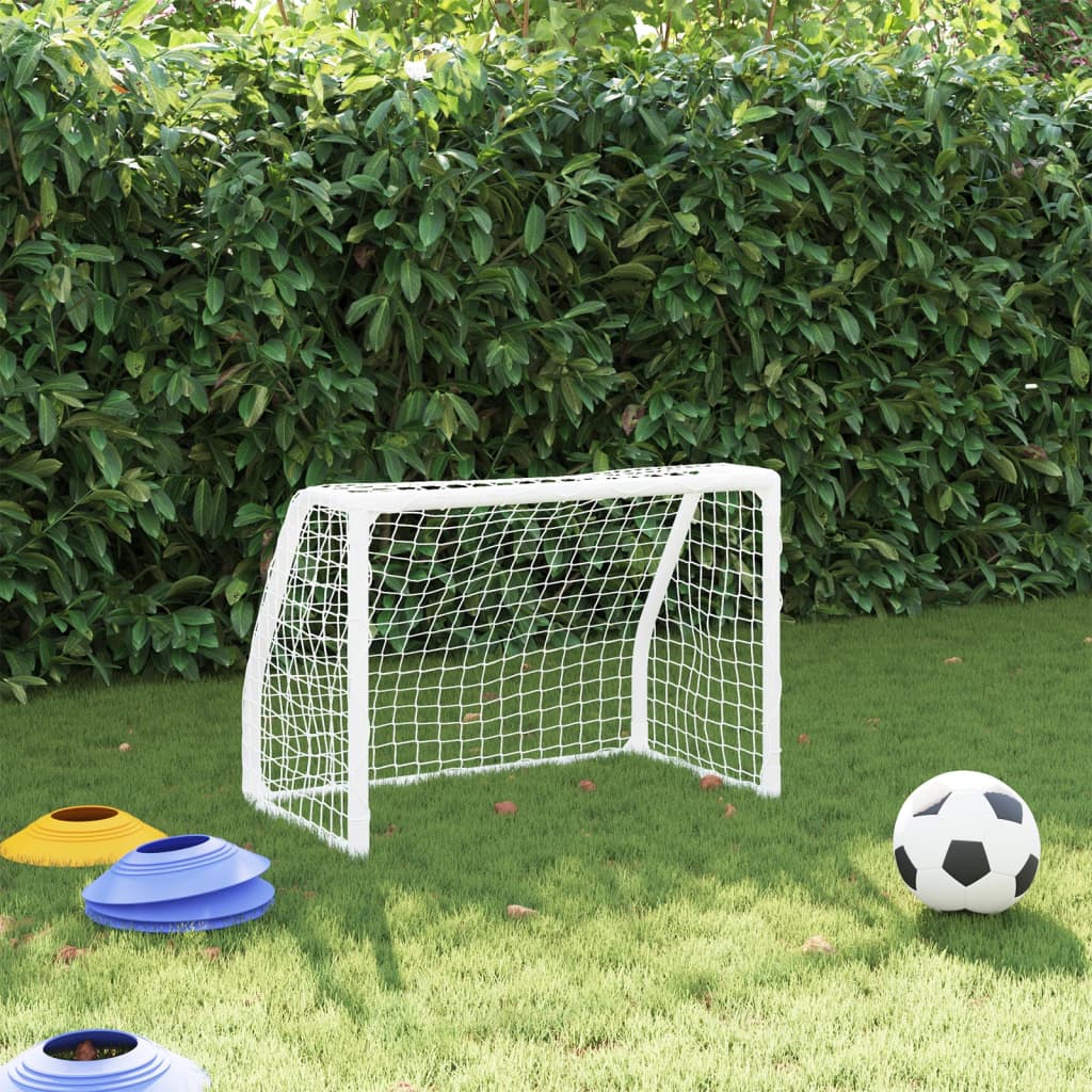 vidaXl laste jalgpalliväravad koos palliga, 2 tk, valge, 64x35x48 cm