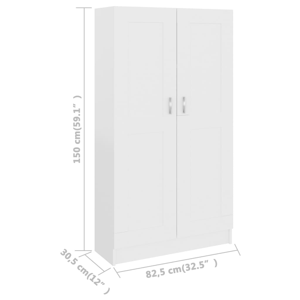 vidaXL raamaturiiul valge 82,5 x 30,5 x 150 cm tehispuit