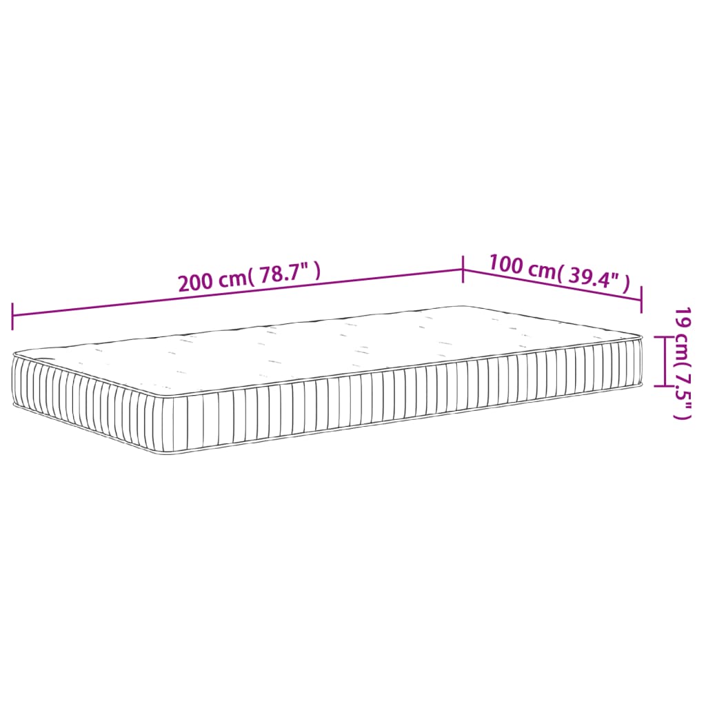 vidaXL vedrutaskutega madrats, keskmine, 100 x 200 cm