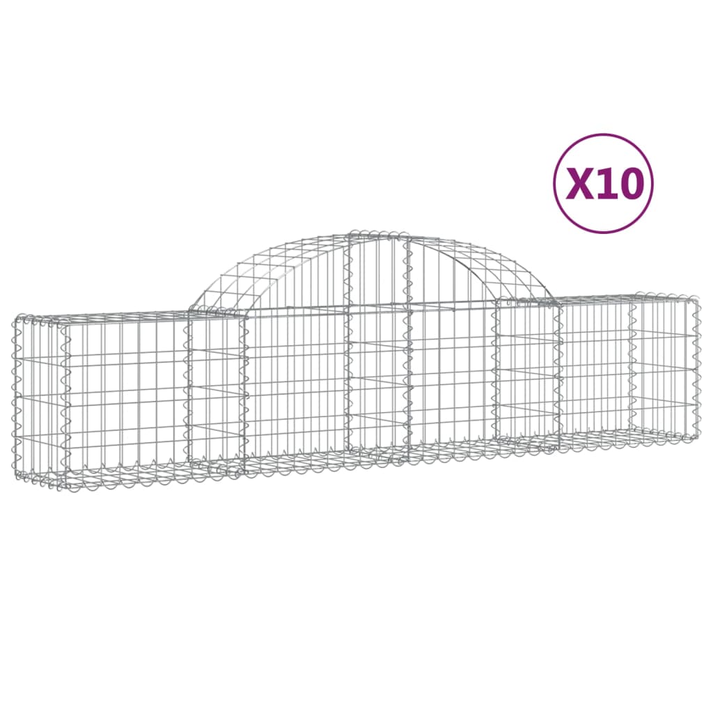 vidaXL kaarekujulised gabioonkorvid 10 tk, 200x30x40/60 cm, raud