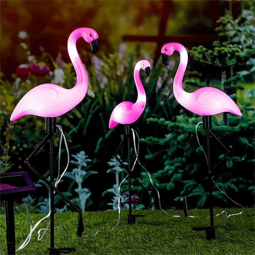 HI päikesetoitel aiavalgusti flamingo 3 tk, maavaiaga