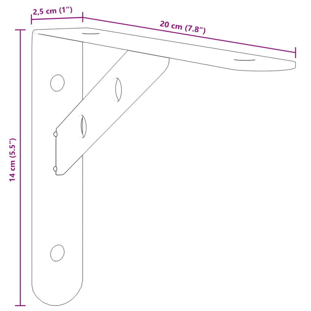 vidaXL riiuliklambrid 4 tk 20x2,5x14 cm hõbedane roostevaba teras