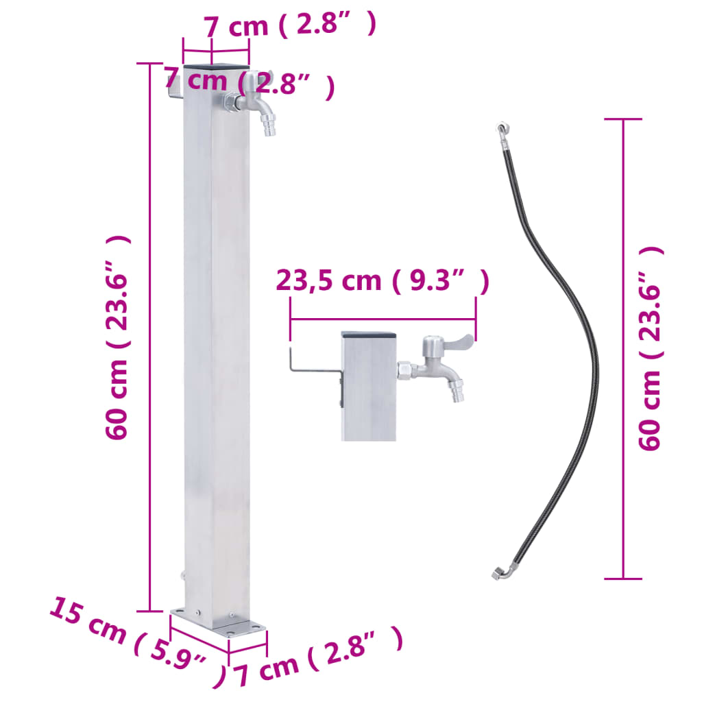 vidaXL veekraan aeda, 60 cm, roostevaba teras, kandiline