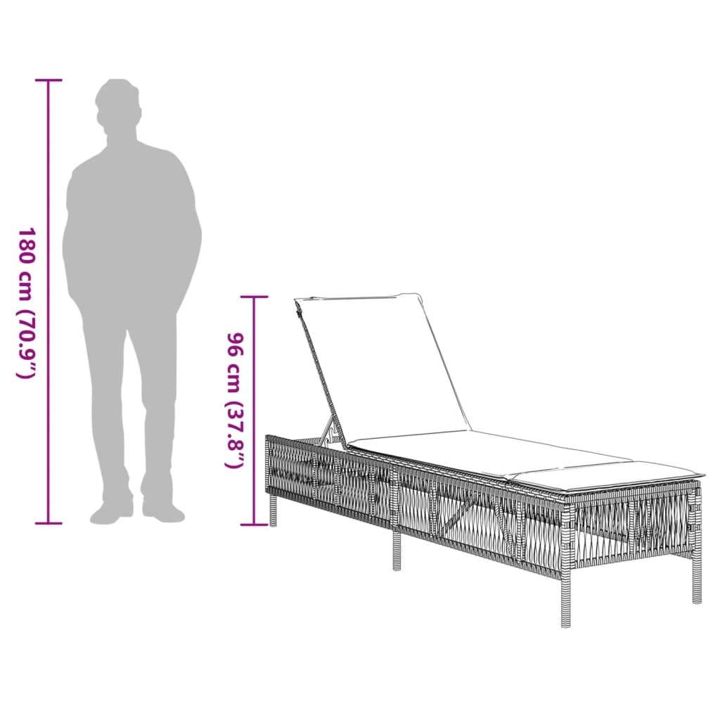 vidaXL päevitustooli koos patjadega 2 tk, pruun, polürotang