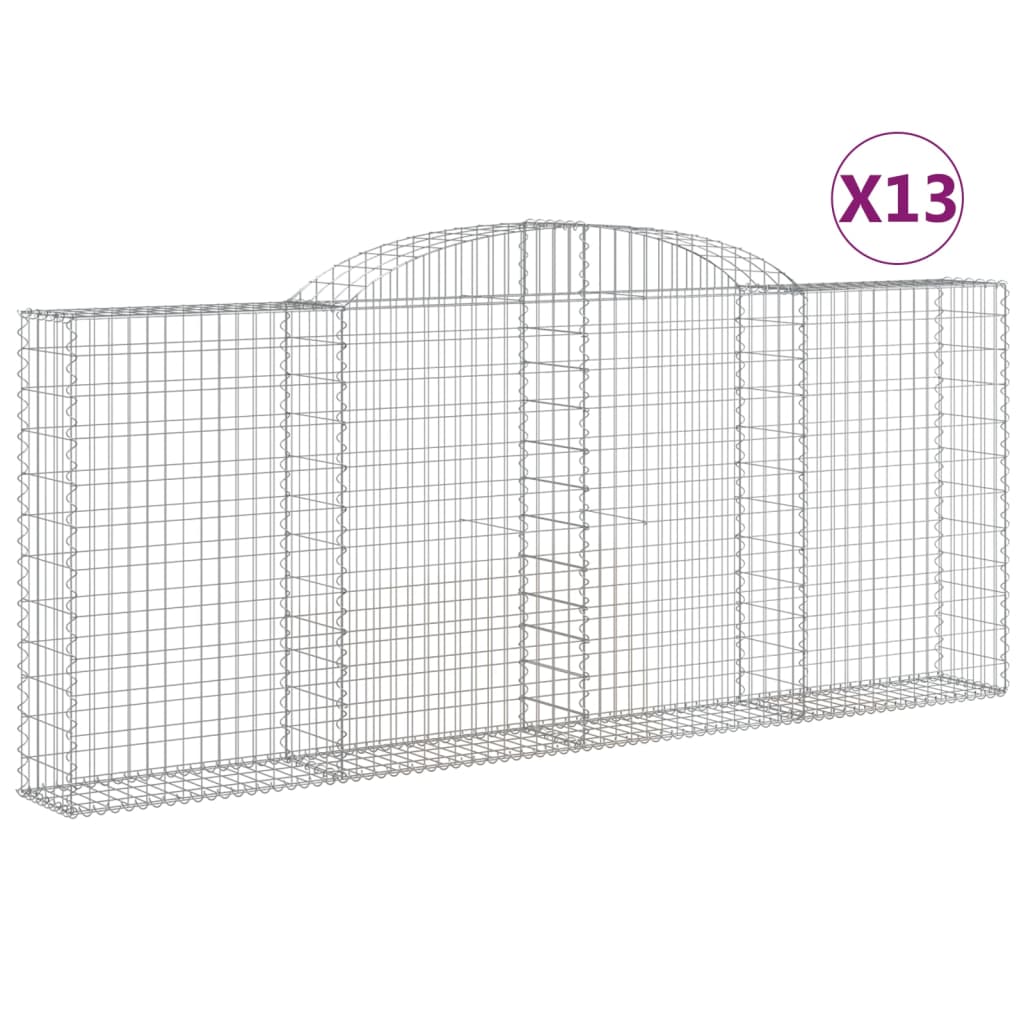 vidaXL kaarekujulised gabioonkorvid 13 tk, 300x30x120/140 cm, raud