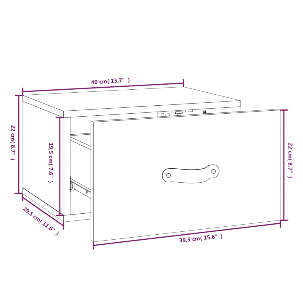 vidaXL seinale kinnitatavad öökapid 2 tk, 40 x 29,5 x 22 cm