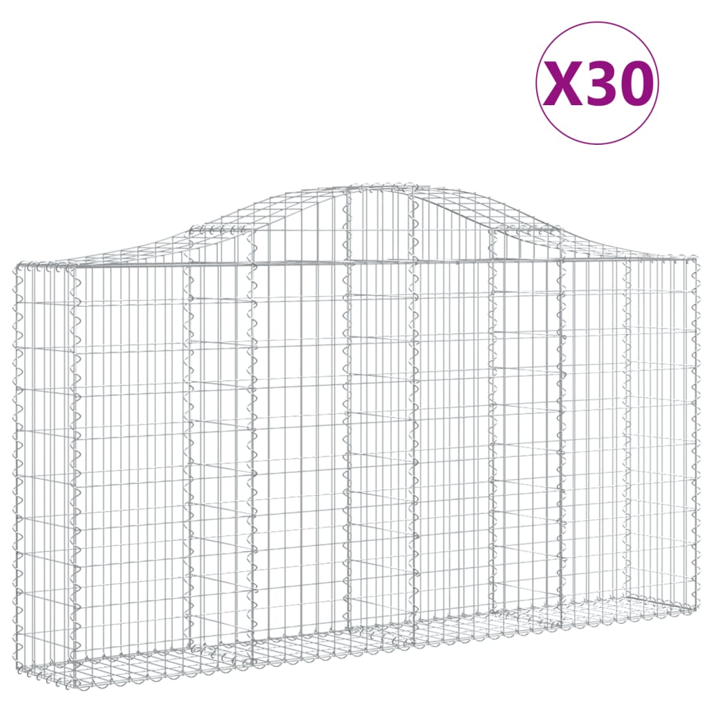 vidaXL kaarekujulised gabioonkorvid 30 tk, 200x30x100/120 cm, raud