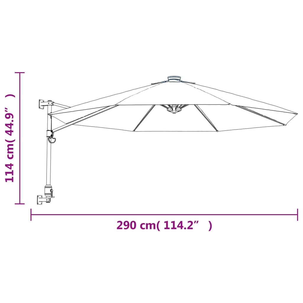 vidaXL seinale kinnitatav päikesevari, kollane, 290 cm