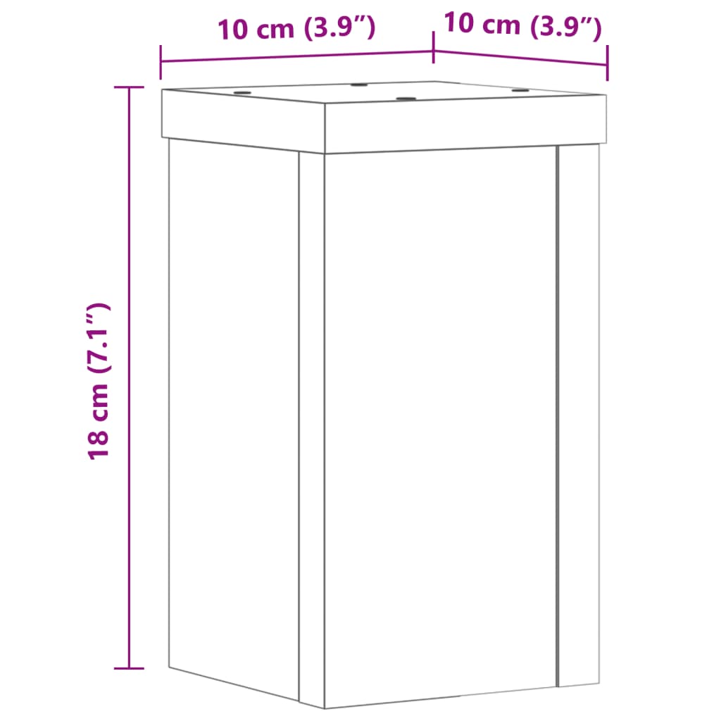 vidaXL taimealused 2 tk, hall Sonoma, 10x10x18 cm, tehispuit