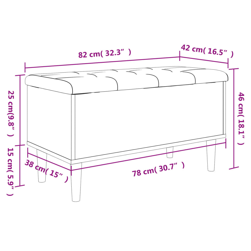 vidaXL hoiupink, hall Sonoma tamm, 82 x 42 x 46 cm, tehispuit