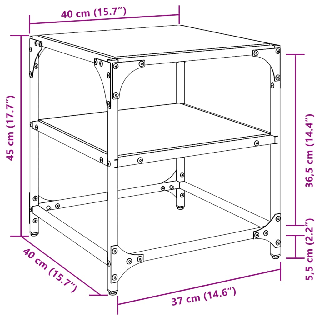 vidaXL kohvilauad 2 tk, must klaasplaat, 40x40x45 cm, teras