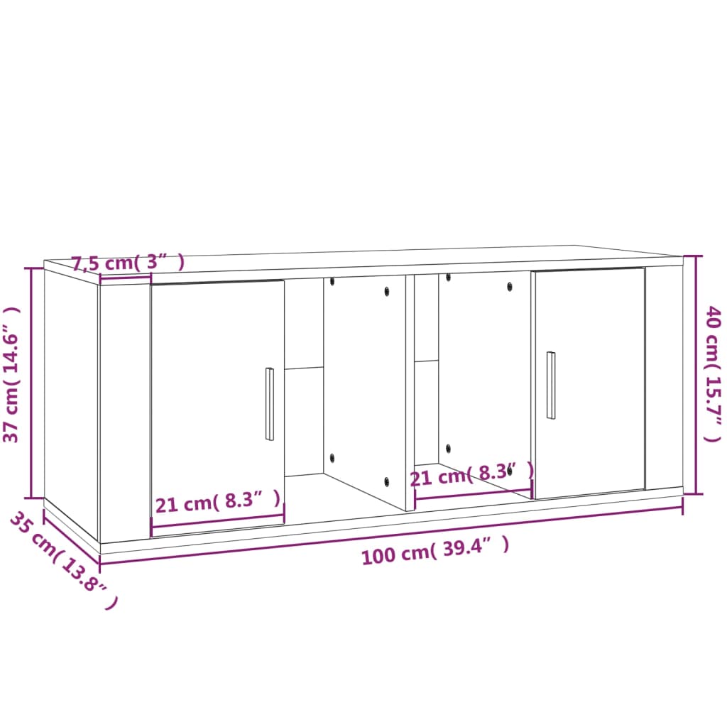 vidaXL telerikapp, hall Sonoma tamm, 100 x 35 x 40 cm, tehispuit