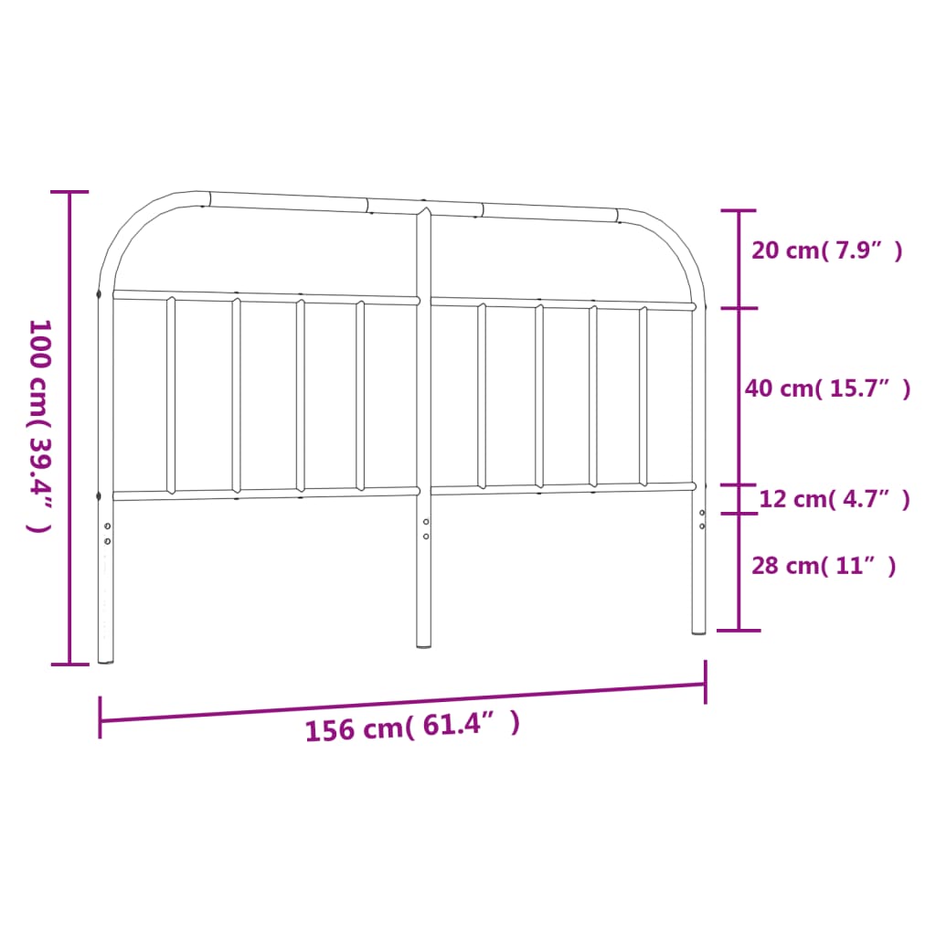 vidaXL metallist voodipeats, valge, 150 cm