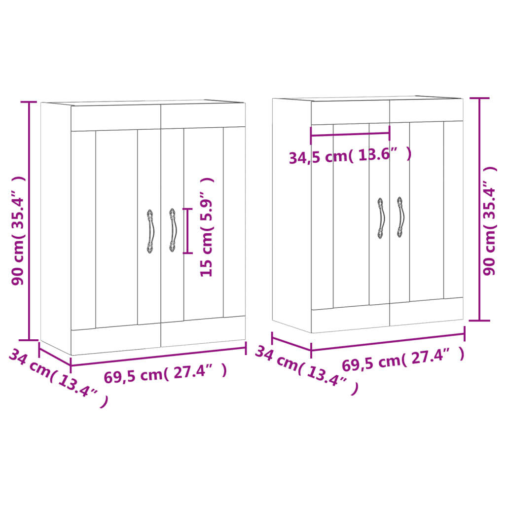 vidaXL seinakapid 2 tk, betoonhall, tehispuit