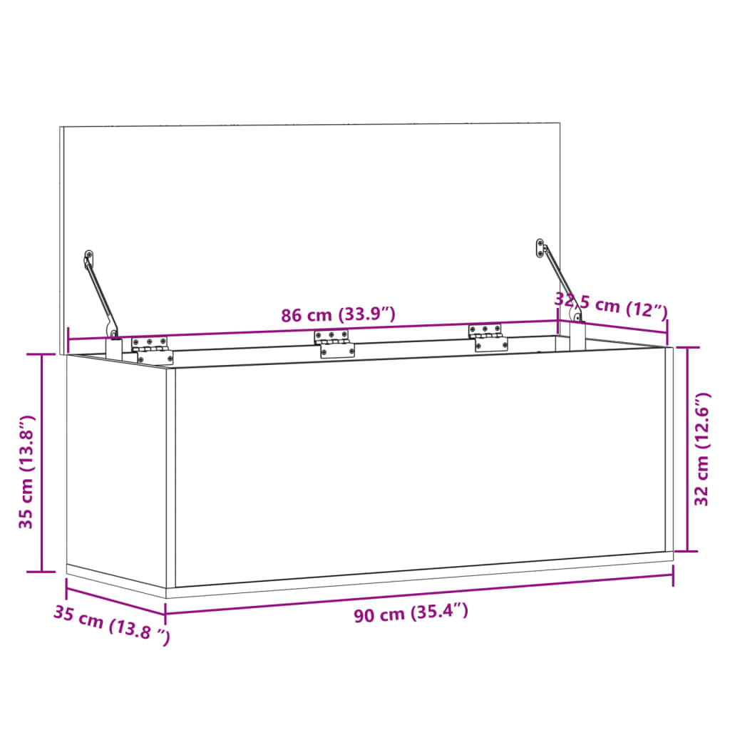 vidaXL hoiukast, hall Sonoma tamm, 90 x 35 x 35 cm, tehispuit