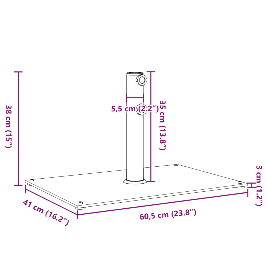 vidaXL päikesevarju alus, Ø32/38/48 mm postile, 15 kg, ristkülik