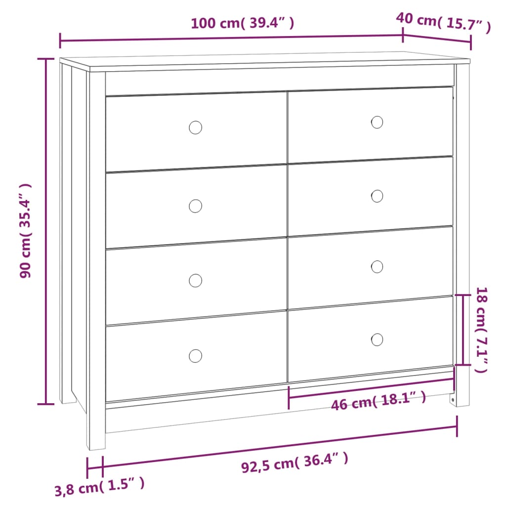 vidaXL lisakapp, valge, 100 x 40 x 90 cm, männipuit