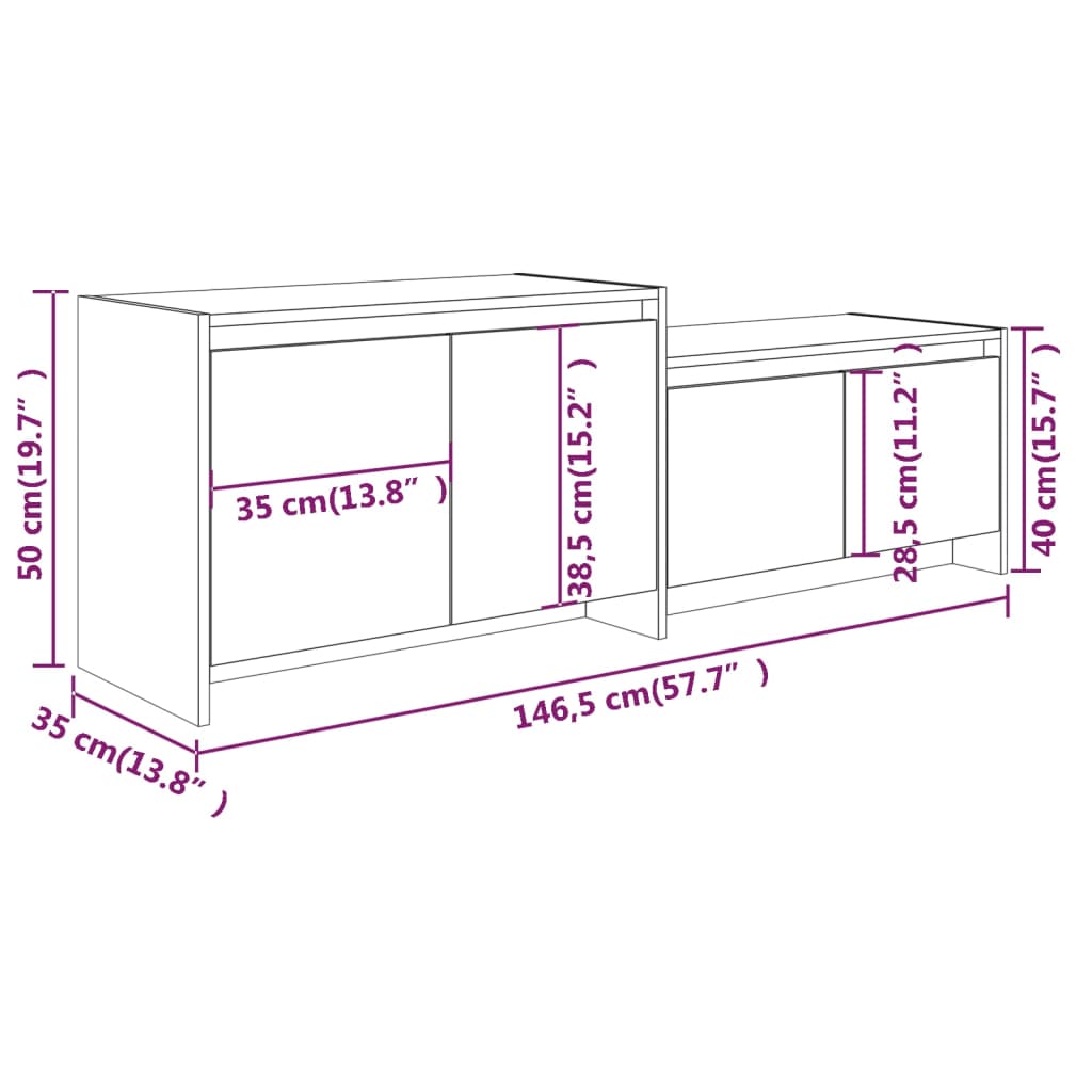 vidaXL telerikapp, Sonoma tamm, 146,5x35x50 cm, tehispuit