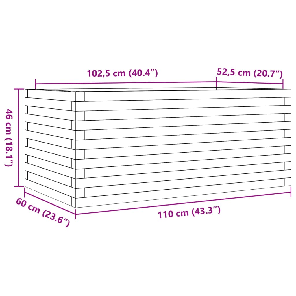 vidaXL aia taimekast, 110 x 60 x 46 cm, ebatsuuga puit