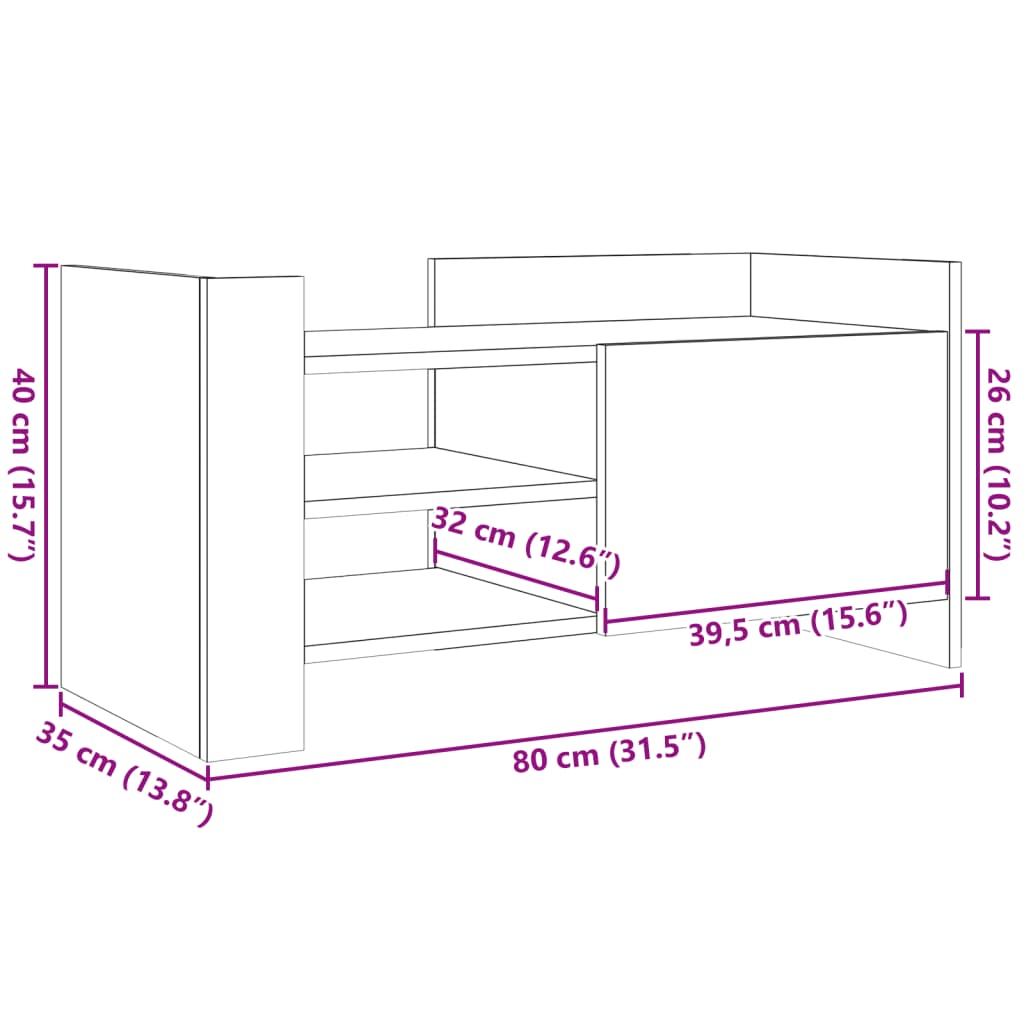 vidaXL telerikapp, Sonoma tamm, 80x35x40 cm, tehispuit