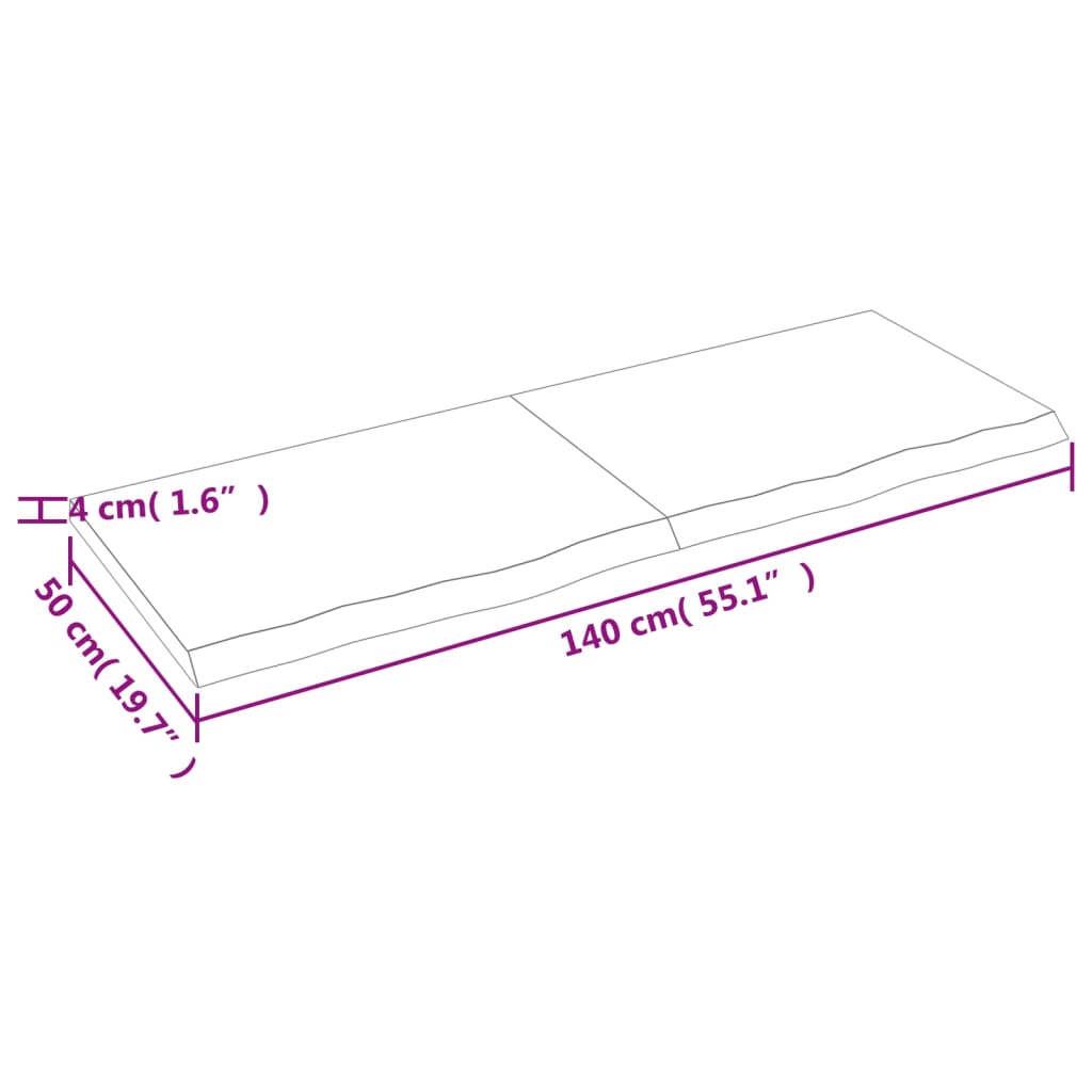 vidaXL vannitoa tasapind, tumepruun, 140x50x(2-4)cm töödeldud täispuit