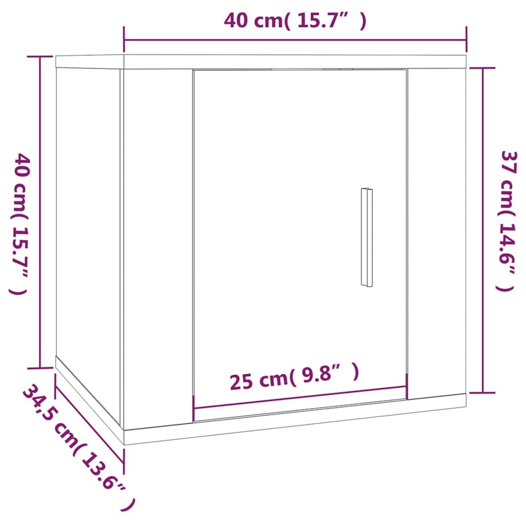 vidaXL seinale kinnitatav telerikapp, valge, 40x34,5x40 cm