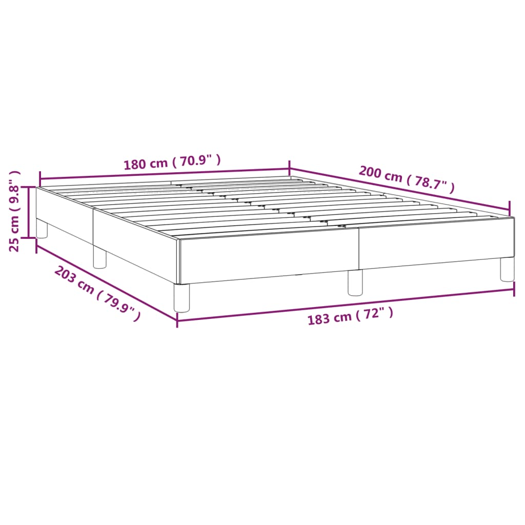 vidaXL voodiraam ilma madratsita, helehall, 180x200 cm, samet