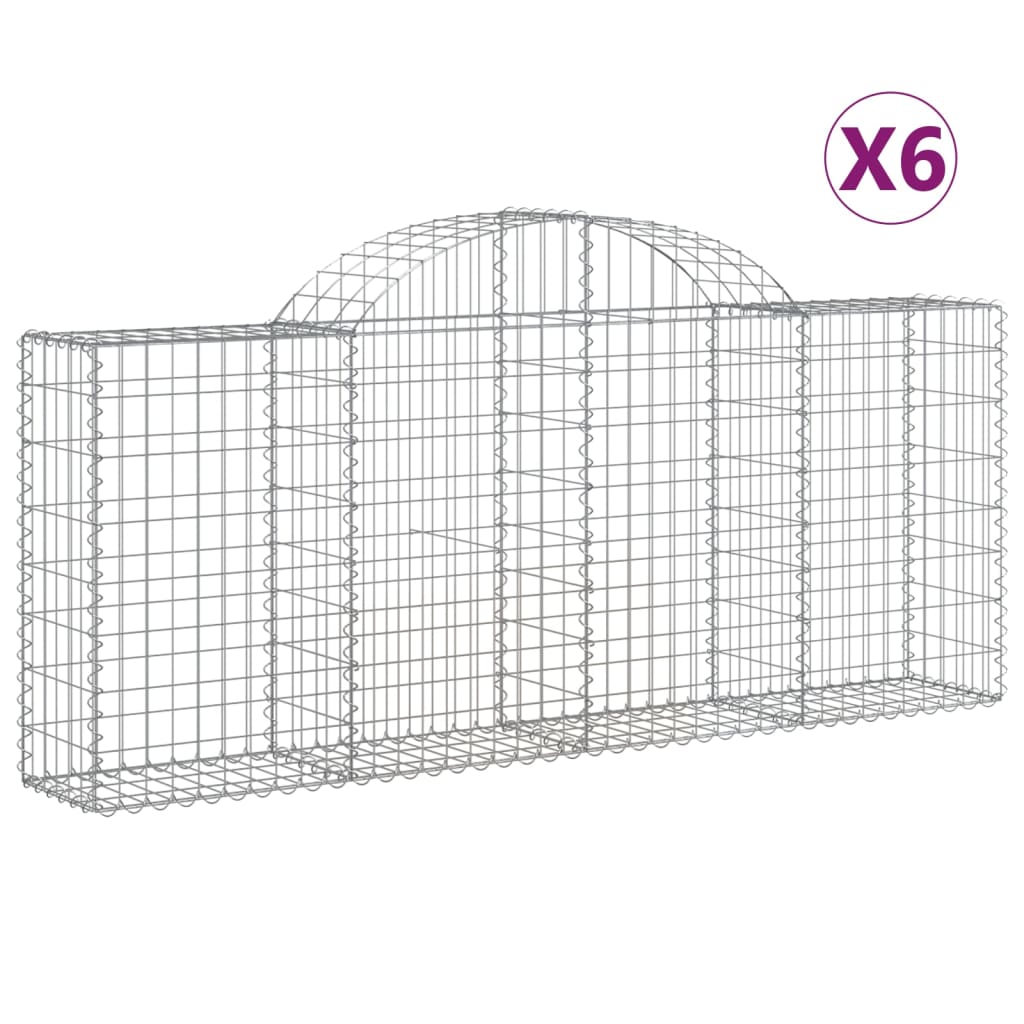 vidaXL kaarekujulised gabioonkorvid 6 tk, 200x30x80/100 cm, raud