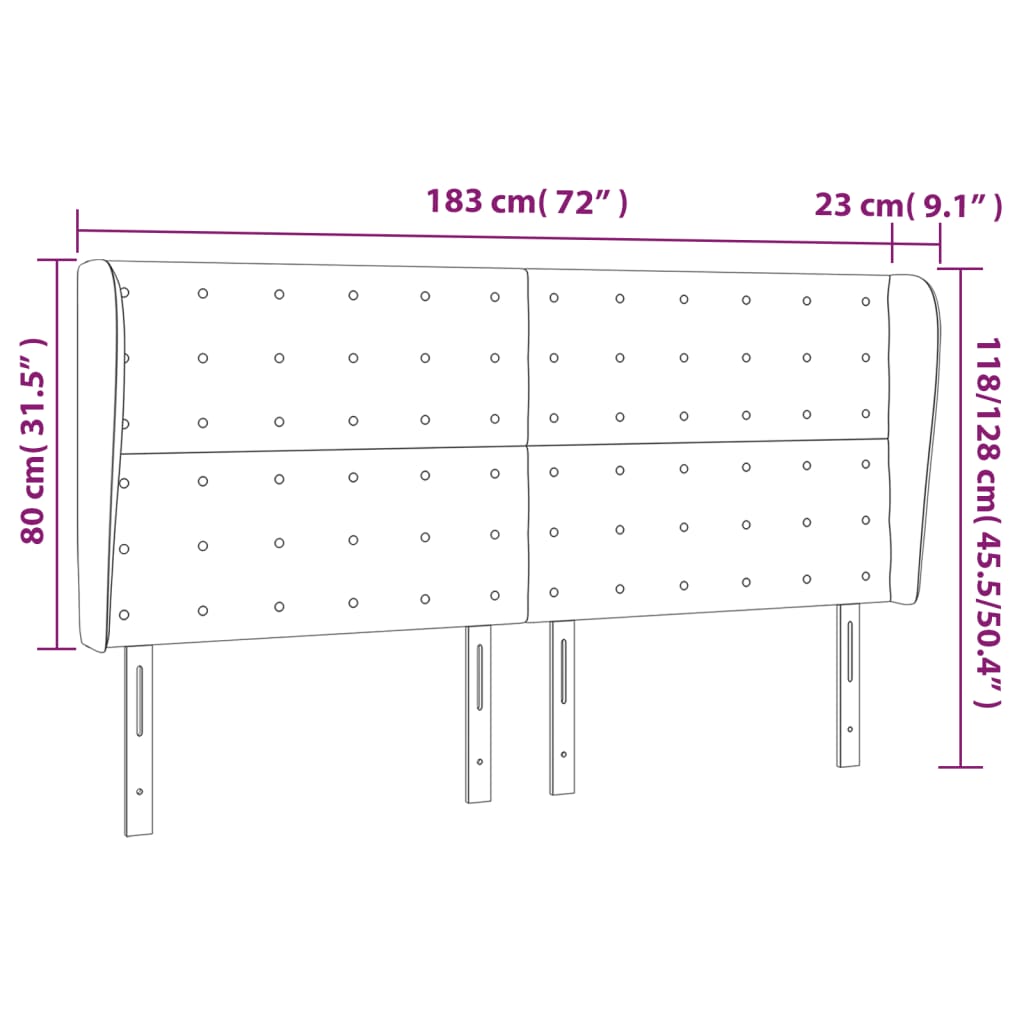 vidaXL voodipeats servadega, tumehall, 183x23x118/128 cm, samet