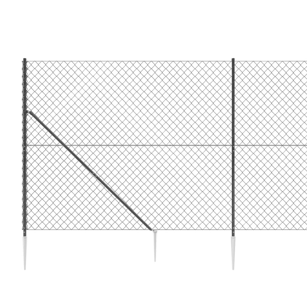 vidaXL võrkaed vaiadega, antratsiithall, 2 x 25 m