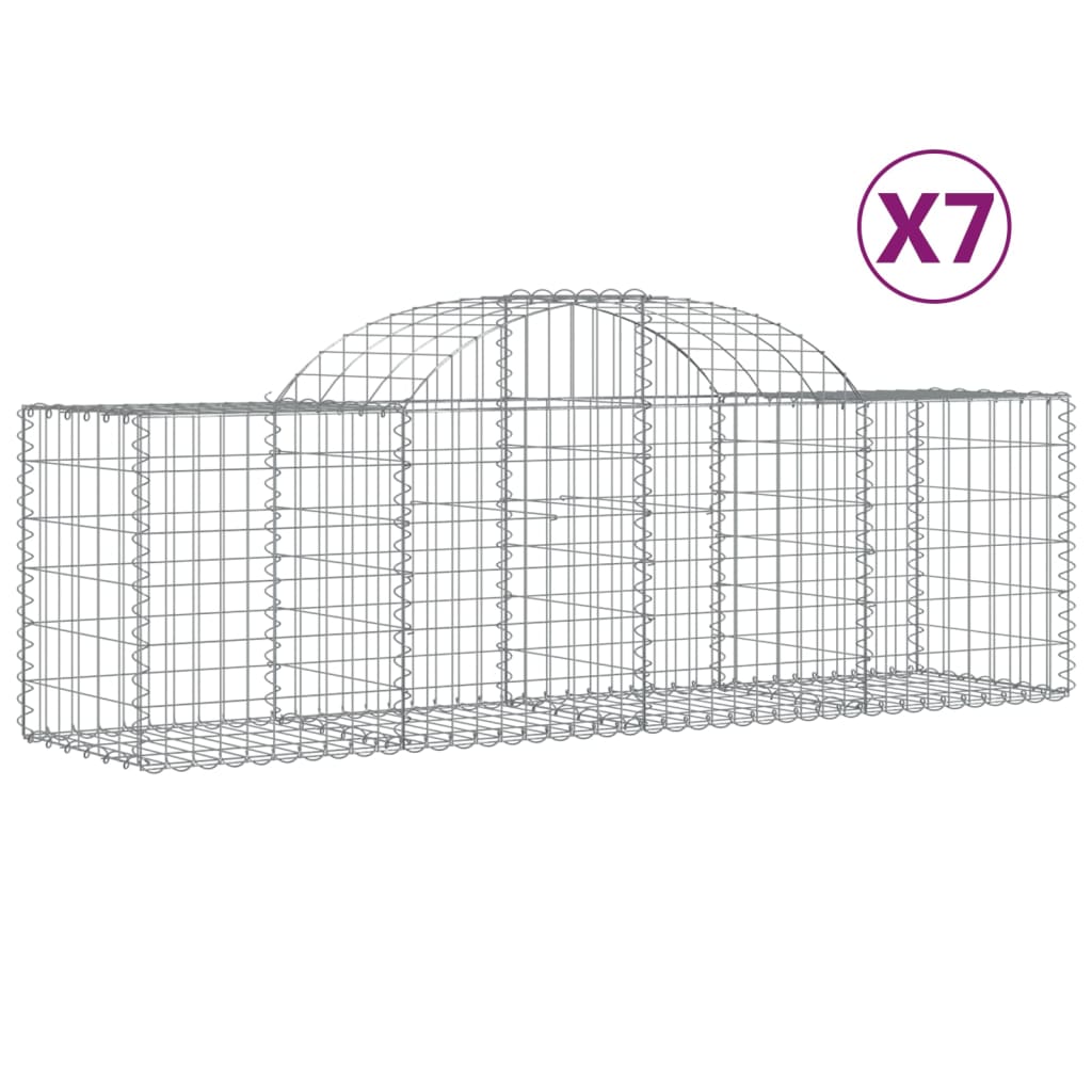 vidaXL kaarekujulised gabioonkorvid 7 tk, 200x50x60/80 cm, raud