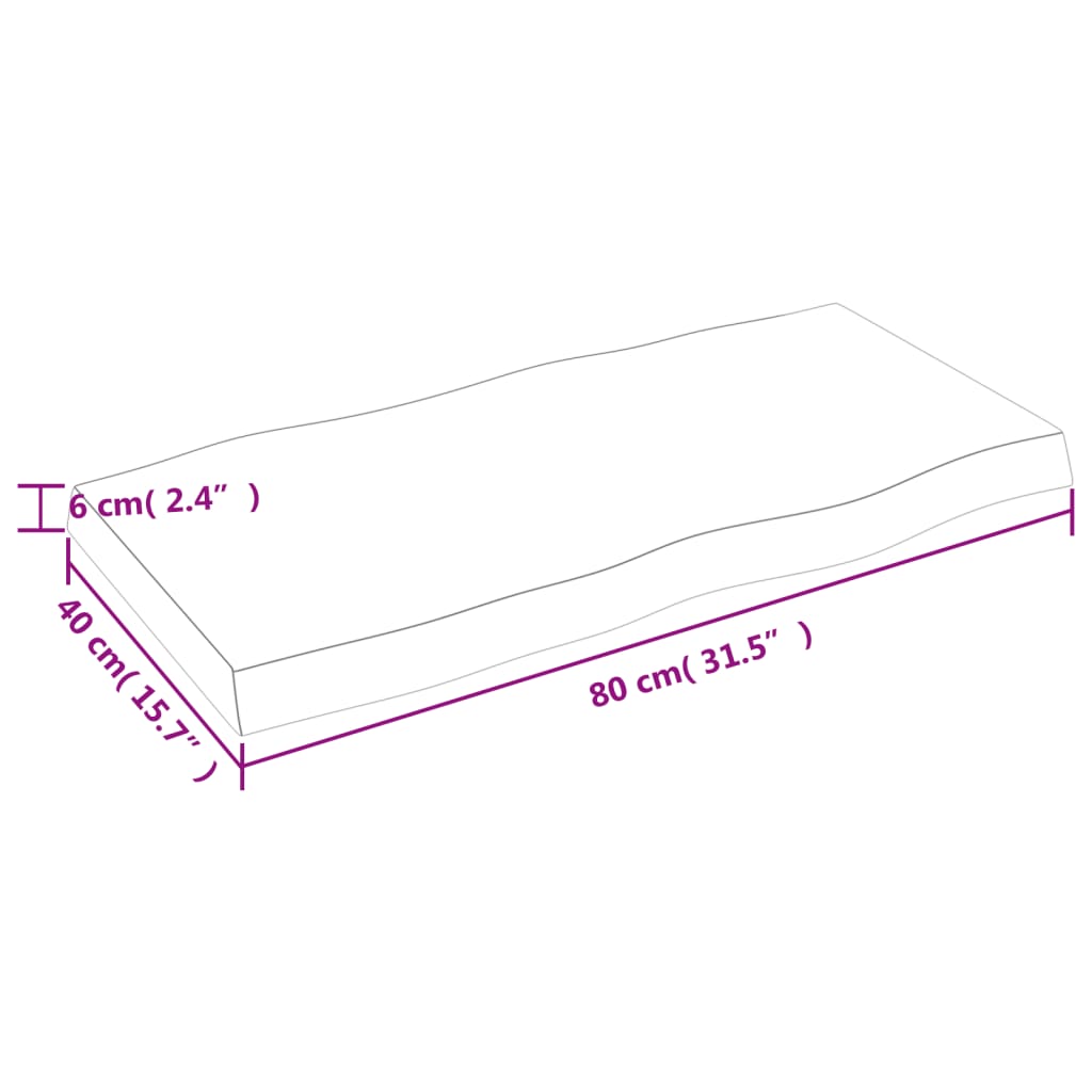 vidaXL lauaplaat, helepruun, 80 x 40 x (2-6) cm, töödeldud täispuit