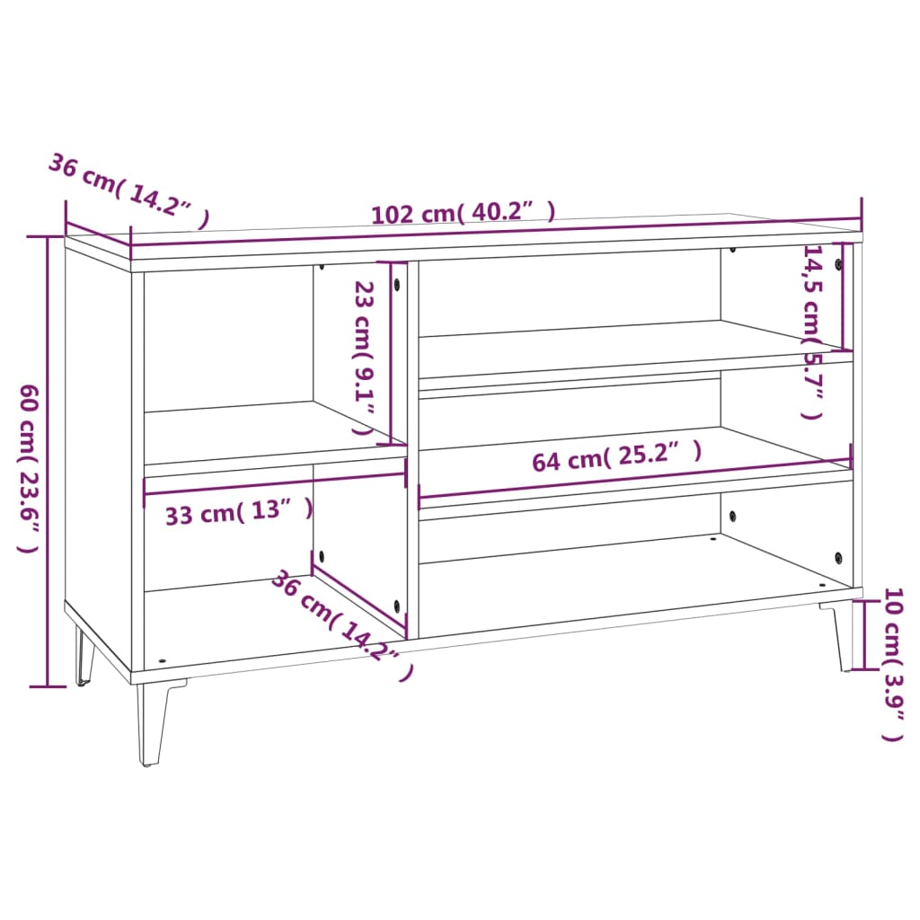 vidaXL kingakapp, pruun tamm, 102x36x60 cm, tehispuit