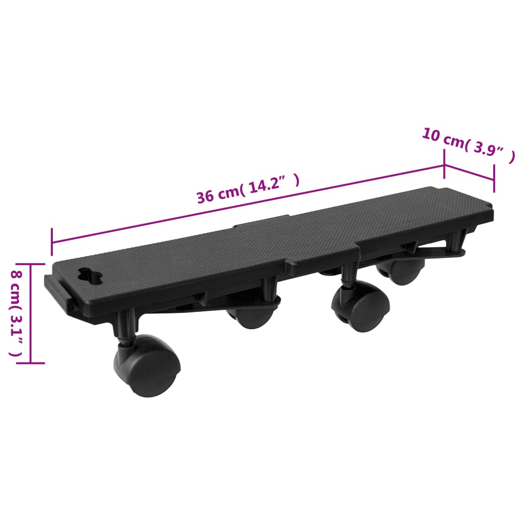 vidaXL 4 rattaga transpordialus, 10 tk, must, polüpropüleen, 170 kg