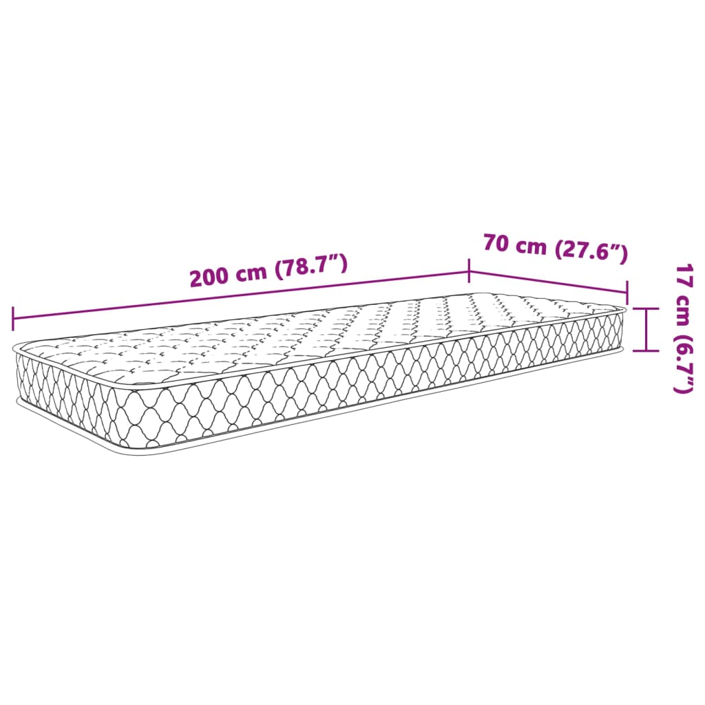 vidaXL mäluvahust madrats valge 70x200x17 cm