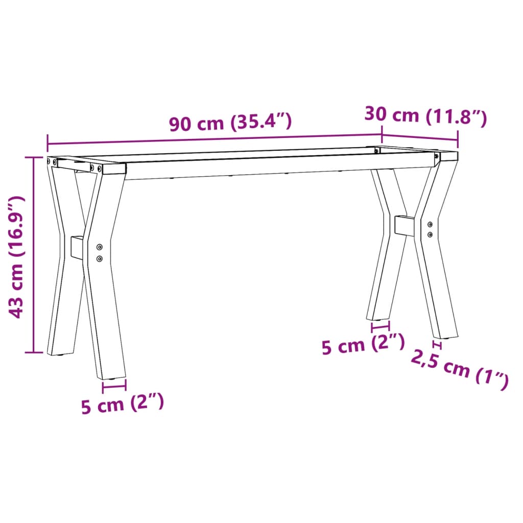 vidaXL kohvilaua jalad, Y-raam, 90 x 30 x 43 cm, malm