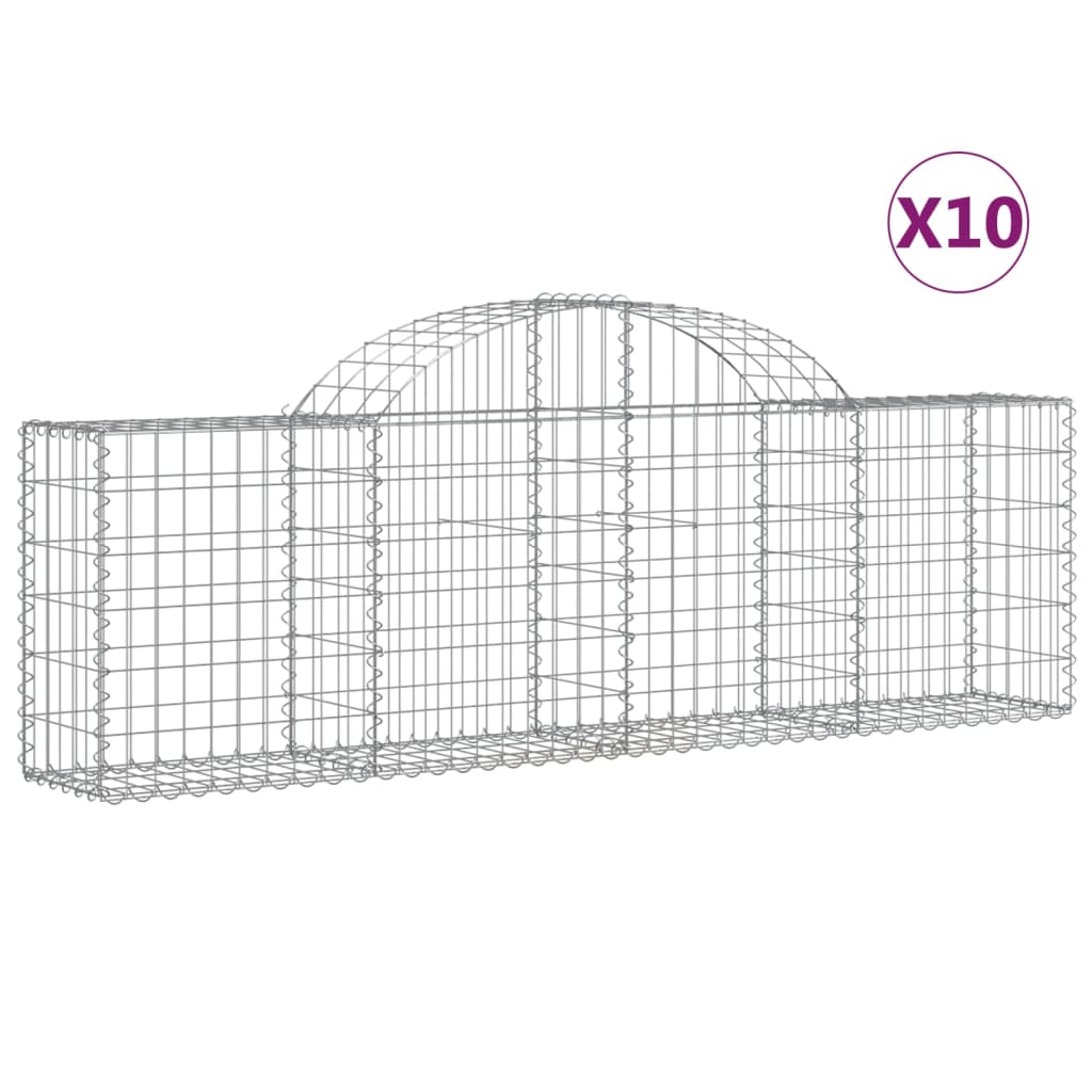 vidaXL kaarekujulised gabioonkorvid 10 tk, 200x30x60/80 cm, raud