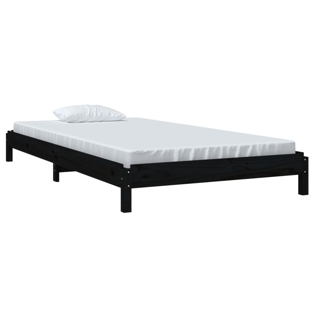 vidaXL virnastatav voodi, must, 80 x 200 cm, männipuit