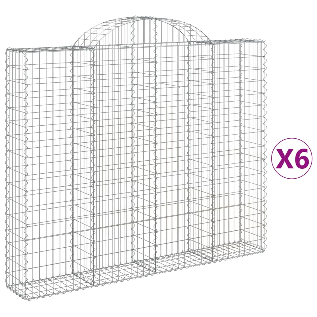 vidaXL kaarekujulised gabioonkorvid 6 tk, 200x30x160/180 cm, raud