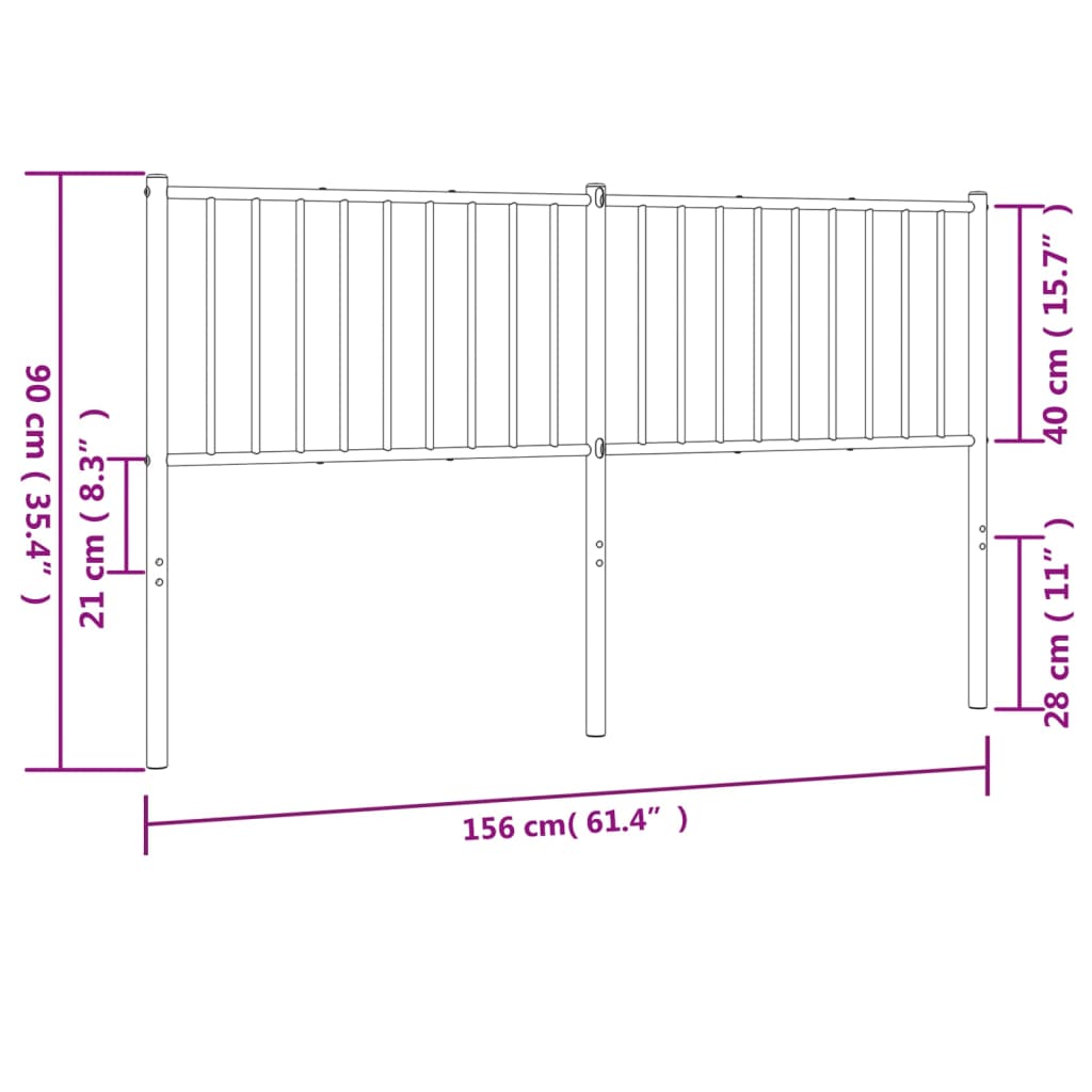 vidaXL metallist voodipeats, must, 150 cm