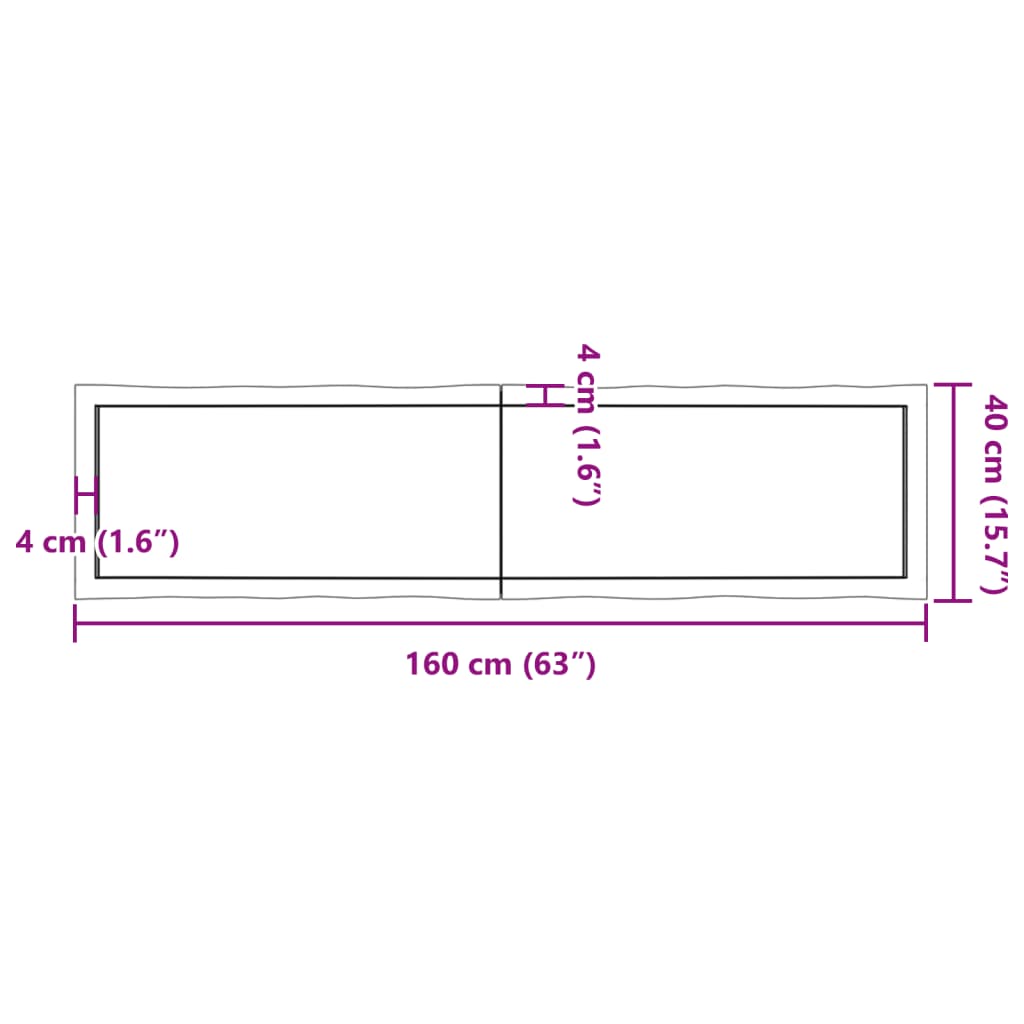 vidaXL lauaplaat, 160 x 40 x (2–4) cm, täispuit, naturaalsed servad